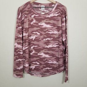 PINK Victoria's Secret Camo Long Sleeve Top Shirt Size L